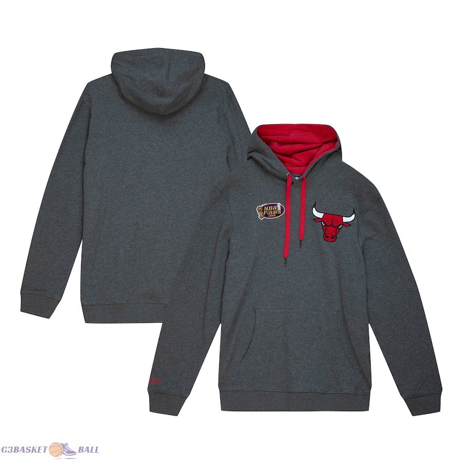 Men's Chicago Bulls Mitchell & Ness Heather Gray Hardwood Classics Classic French Terry Pullover Hoodie