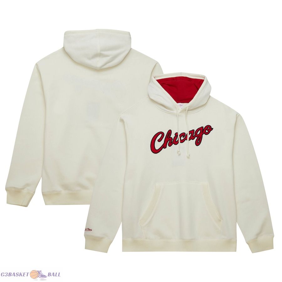 Men's Chicago Bulls Mitchell & Ness Cream Hardwood Classics Vintage Pullover Hoodie