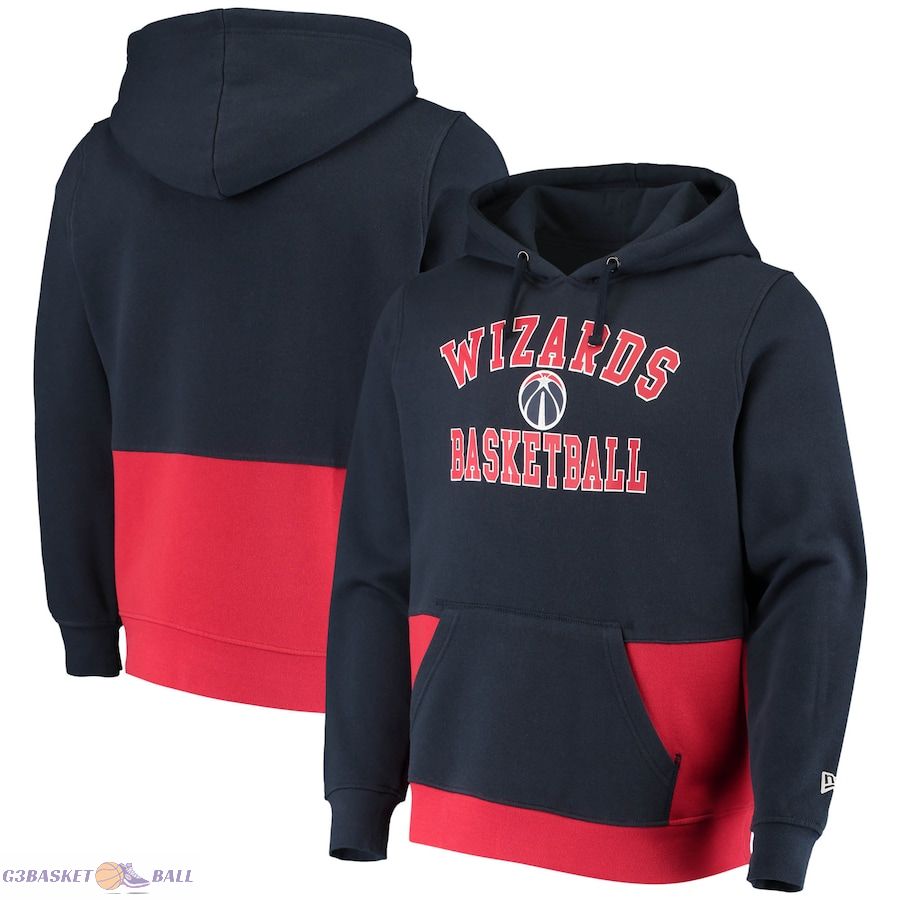 Men's Washington Wizards New Era Navy Colorblock Pullover Hoodie