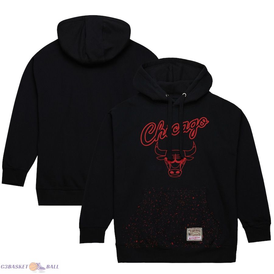 Men's Chicago Bulls Mitchell & Ness Black Hardwood Classics Nep Speckle Pullover Hoodie