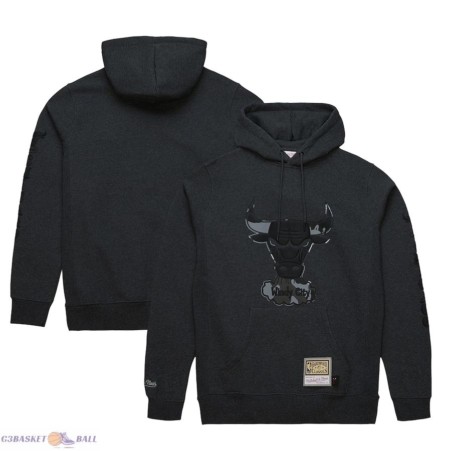 Men's Chicago Bulls Mitchell & Ness Black Hardwood Classics Ghost Camo Pullover Hoodie