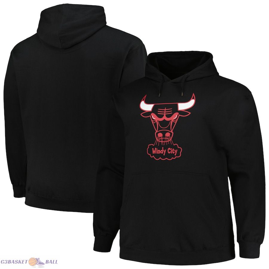 Men's Chicago Bulls Mitchell & Ness Black Hardwood Classics Big & Tall Pullover Hoodie