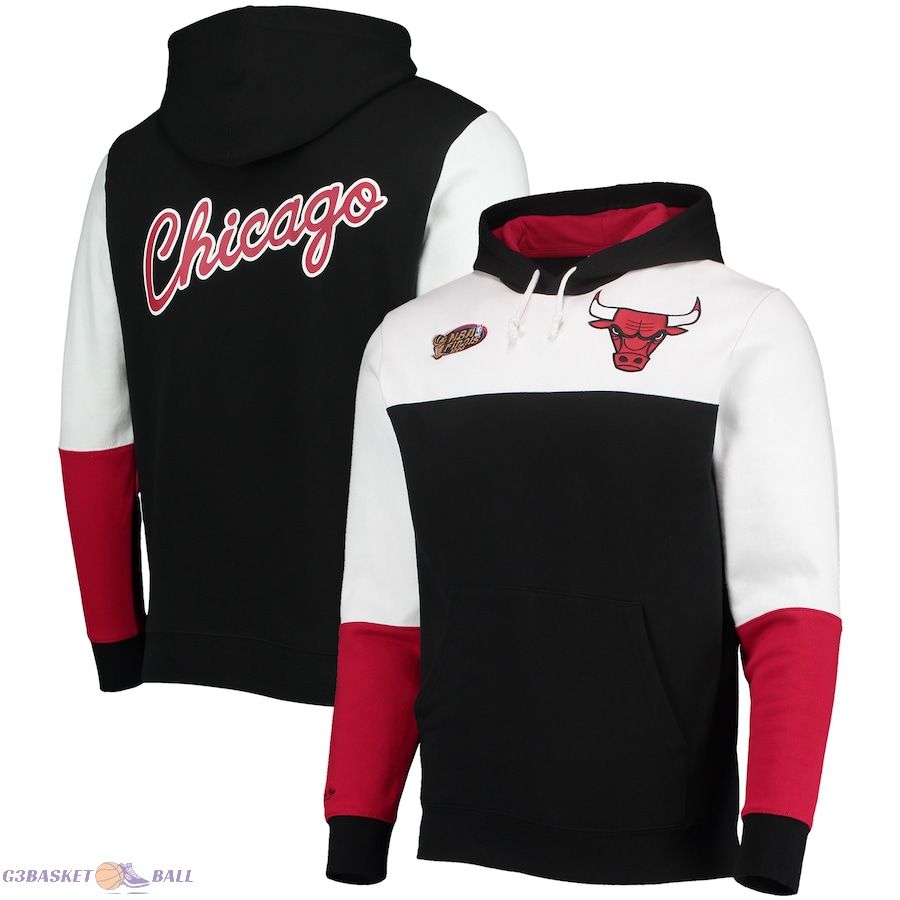 Men's Chicago Bulls Mitchell & Ness Black Hardwood Classics 1996 NBA Finals Fusion 2.0 Colorblock Pullover Hoodie