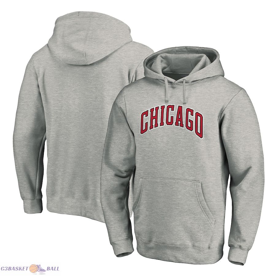 Men's Chicago Bulls Heather Gray Alternate Logo Pullover Hoodie