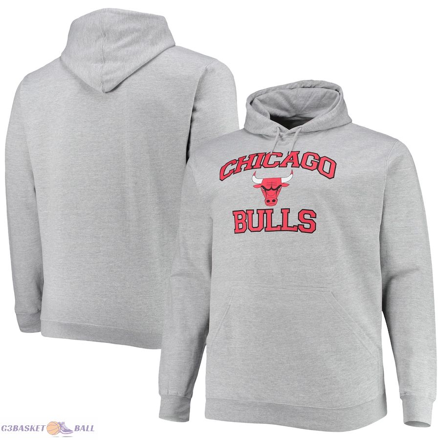 Men's Chicago Bulls Heathered Gray Big & Tall Heart & Soul Pullover Hoodie