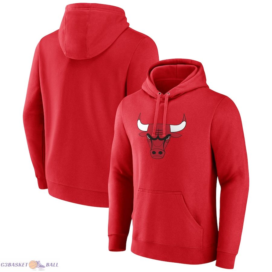 Men's Chicago Bulls Fanatics Red Primary Logo Pullover Hoodie