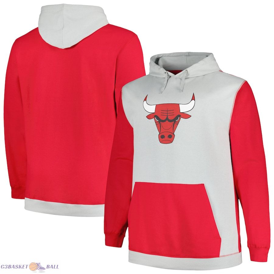 Men's Chicago Bulls Fanatics Red/Silver Big & Tall Primary Arctic Pullover Hoodie