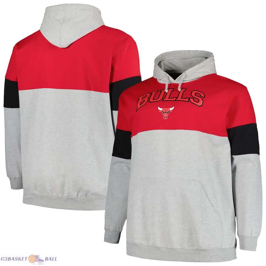 Men's Chicago Bulls Fanatics Red/Black Big & Tall Pullover Hoodie