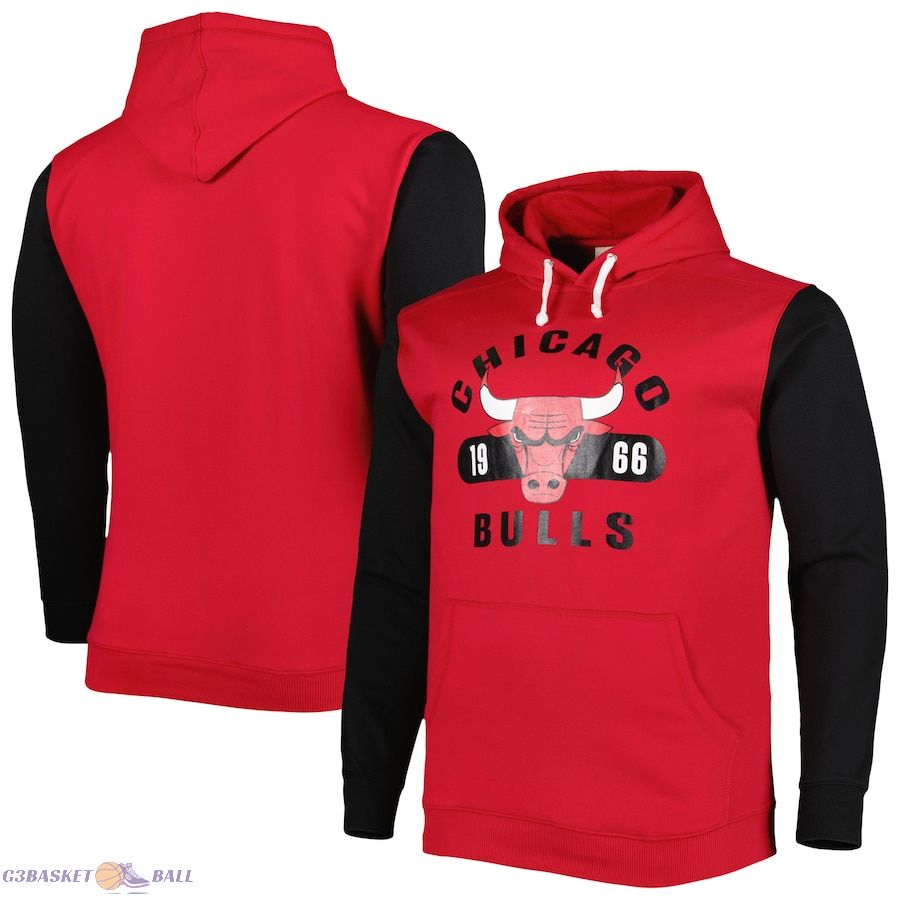 Men's Chicago Bulls Fanatics Red/Black Big & Tall Bold Attack Pullover Hoodie