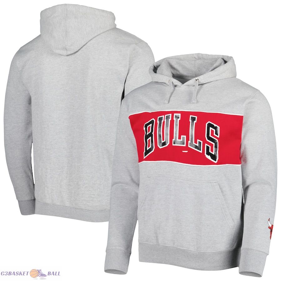 Men's Chicago Bulls Fanatics Heather Gray Wordmark French Terry Pullover Hoodie