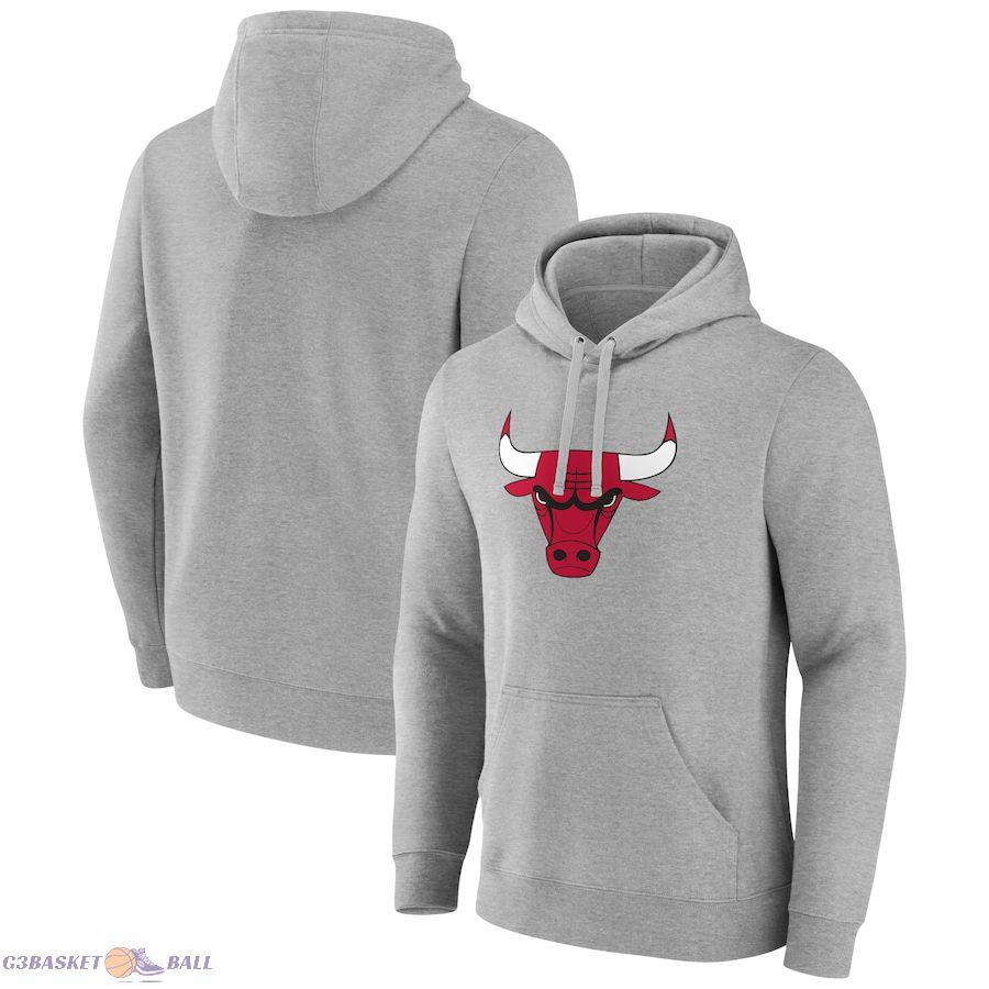 Men's Chicago Bulls Fanatics Heather Gray Primary Logo Pullover Hoodie