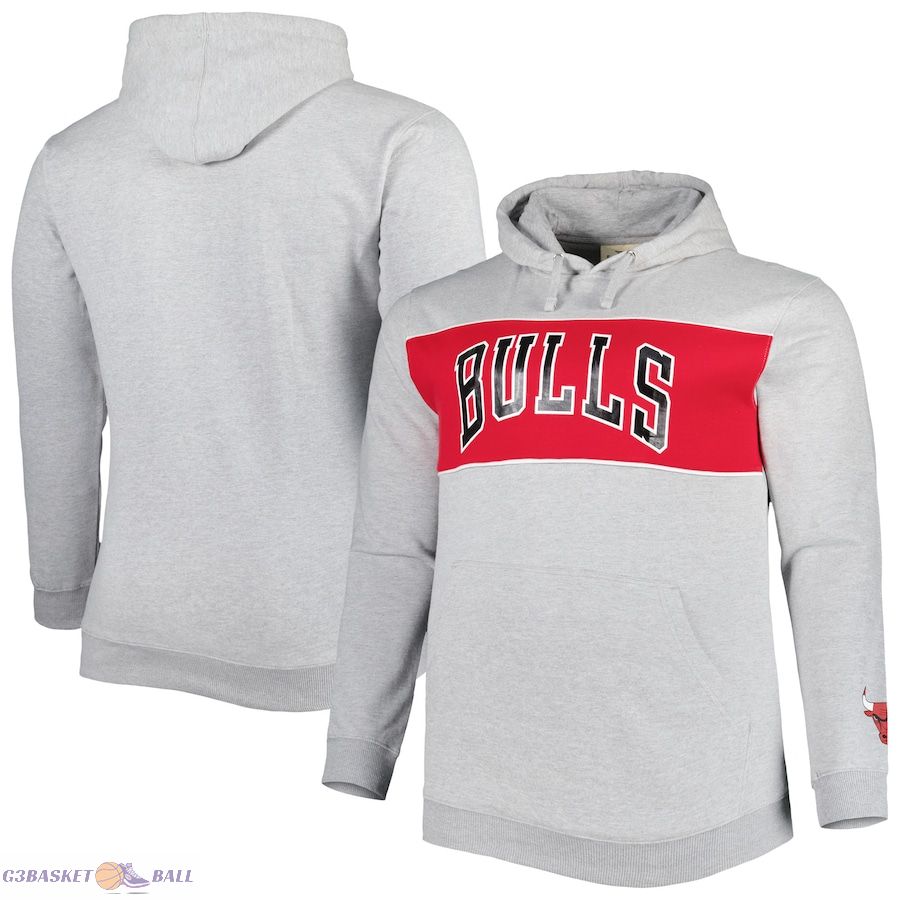 Men's Chicago Bulls Fanatics Heather Gray Big & Tall Wordmark Pullover Hoodie