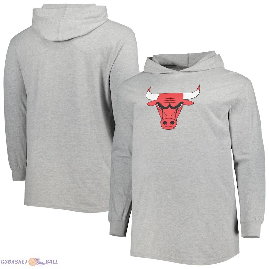 Men's Chicago Bulls Fanatics Heather Gray Big & Tall Pullover Hoodie