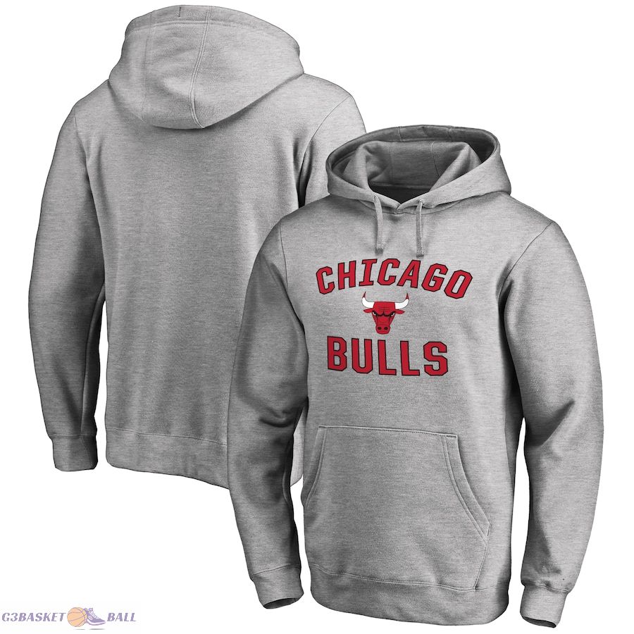 Men's Chicago Bulls Ash Victory Arch Pullover Hoodie