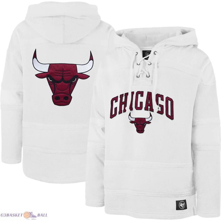 Men's Chicago Bulls '47 White 2022/23 Pregame MVP Lacer Pullover Hoodie - City Edition