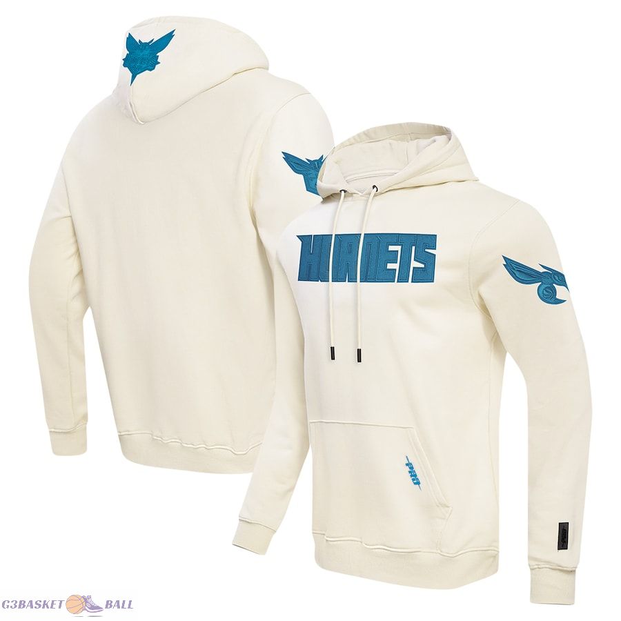 Men's Charlotte Hornets Pro Standard Cream Triple Tonal DK Pullover Hoodie