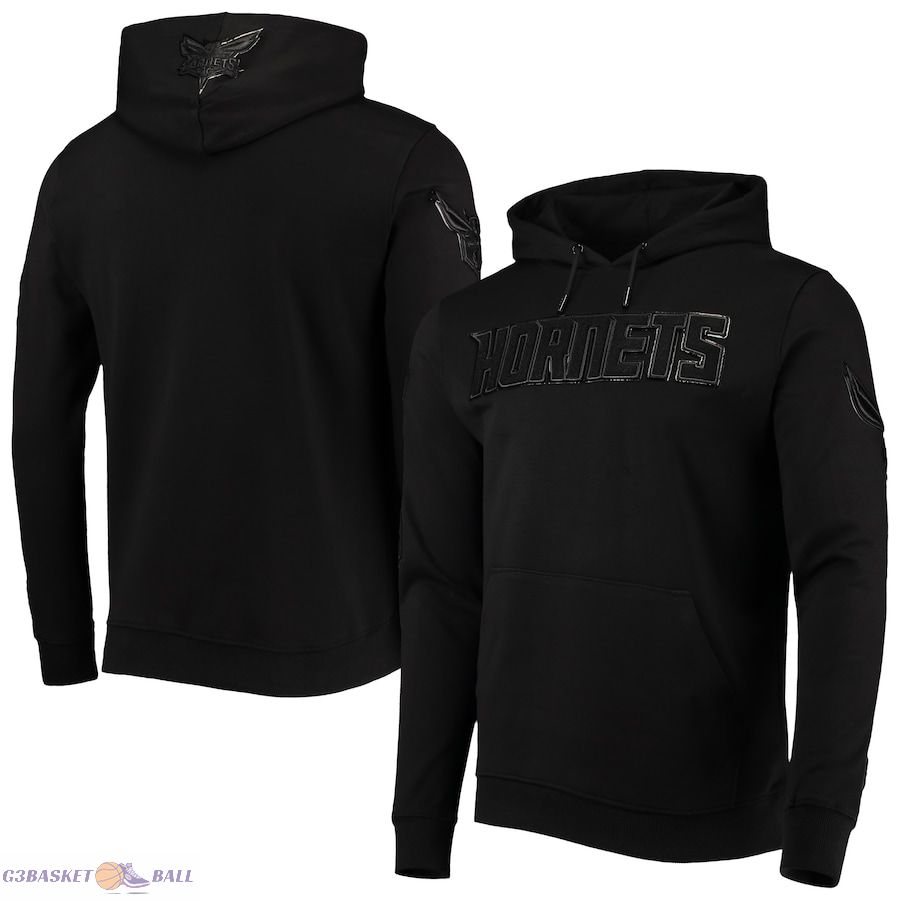 Men's Charlotte Hornets Pro Standard Triple Black Gloss Pullover Hoodie