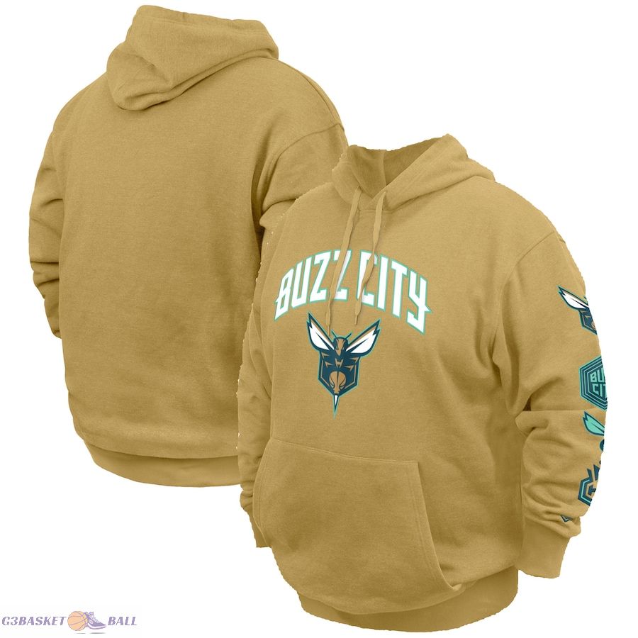 Men's Charlotte Hornets New Era Tan Big & Tall 2023/24 City Edition Pullover Hoodie