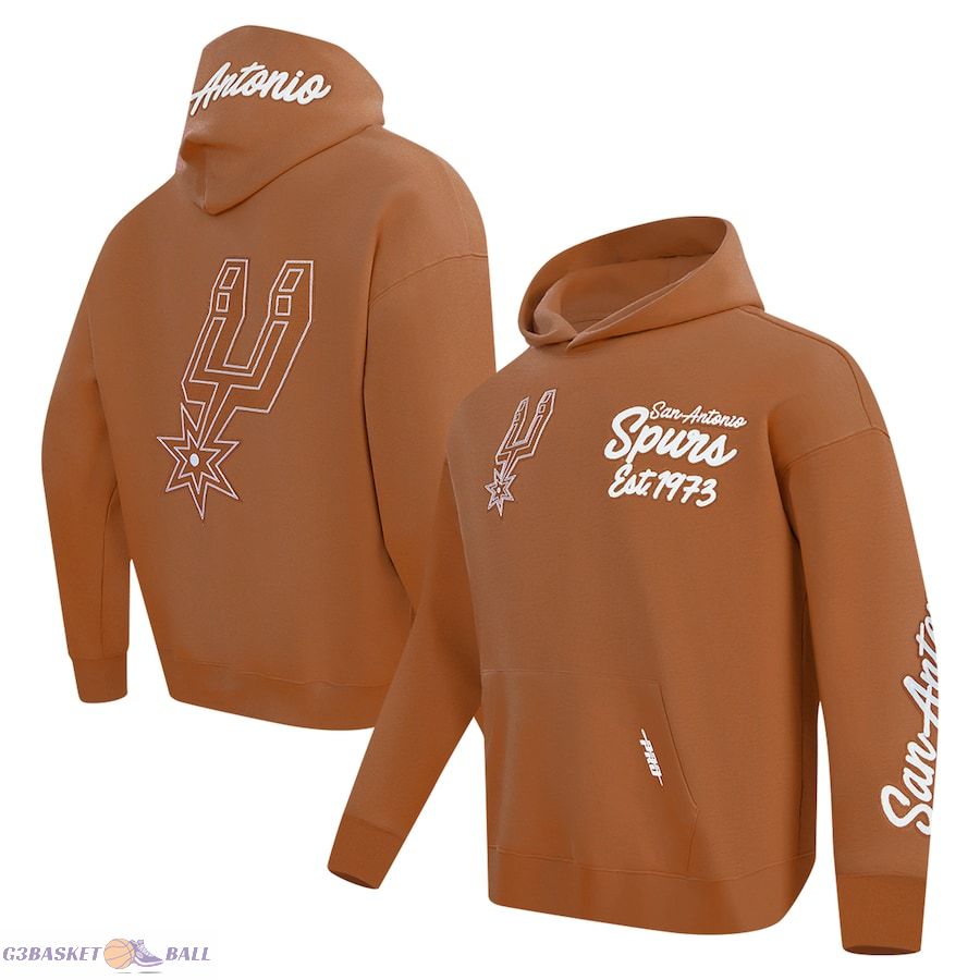 Men's San Antonio Spurs Pro Standard Brown Paint the City Drop Shoulder Pullover Hoodie