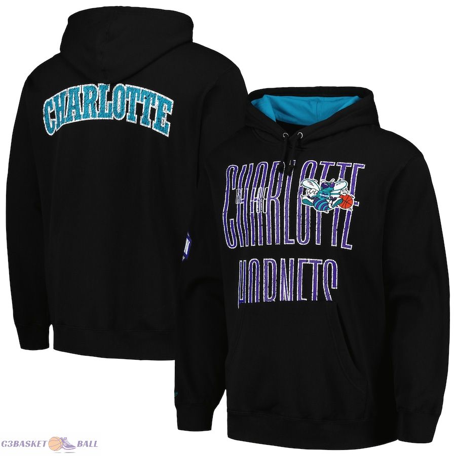 Men's Charlotte Hornets Mitchell & Ness Black Hardwood Classics OG 2.0 Pullover Hoodie