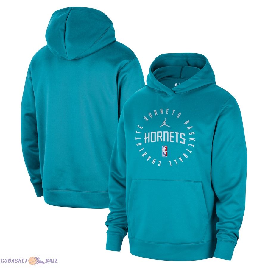 Men's Charlotte Hornets Jordan Brand Teal 2024/25 Spotlight On-Court Practice Performance Pullover Hoodie