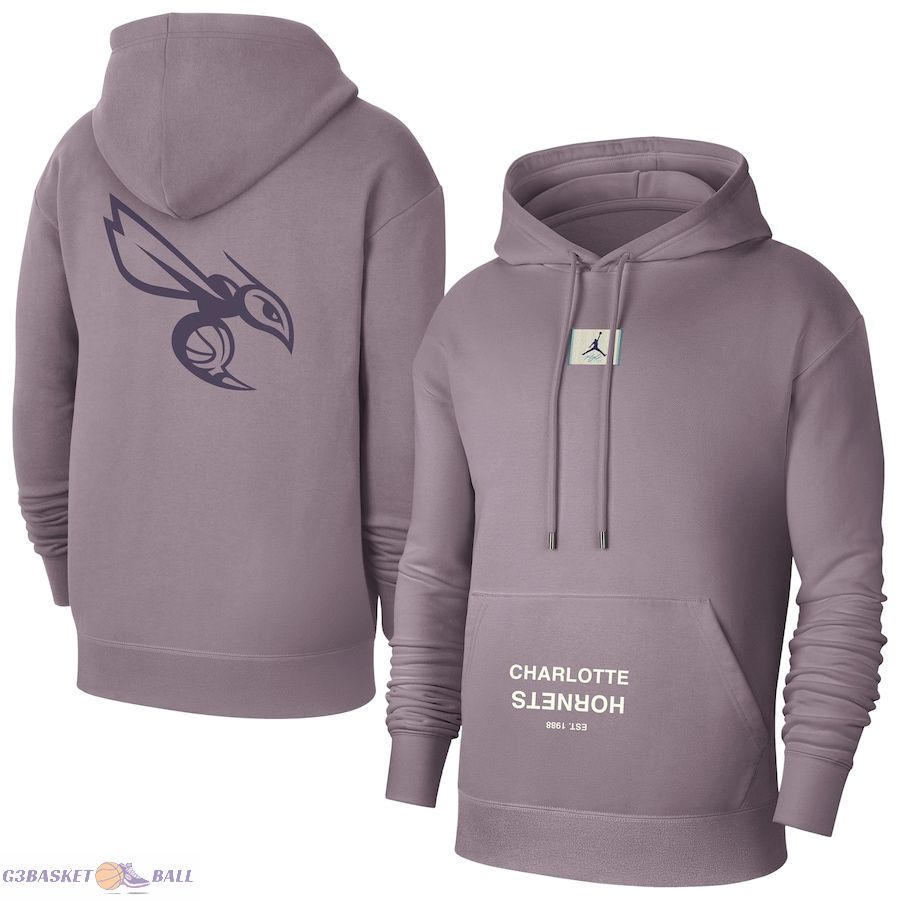 Men's Charlotte Hornets Jordan Brand Purple Courtside Statement Edition Pullover Hoodie