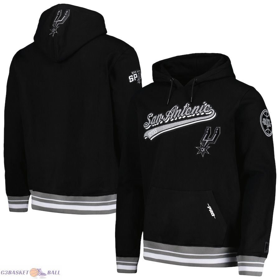 Men's San Antonio Spurs Pro Standard Black Script Tail Pullover Hoodie