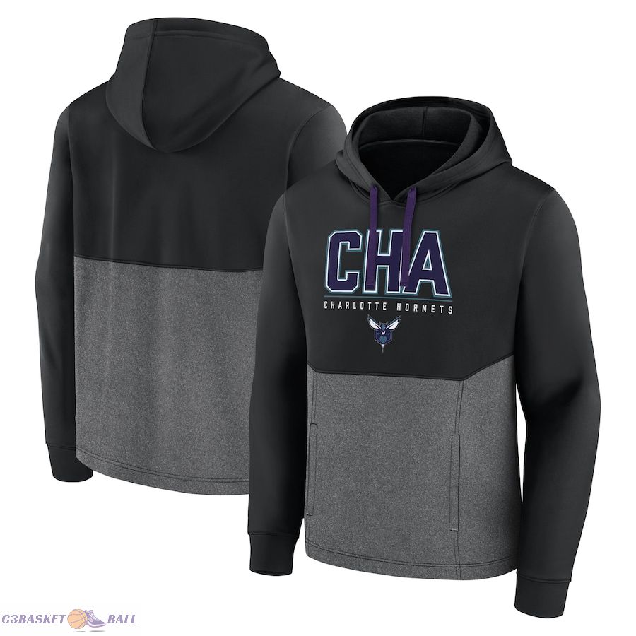 Men's Charlotte Hornets Fanatics Black Successful Tri-Blend Pullover Hoodie