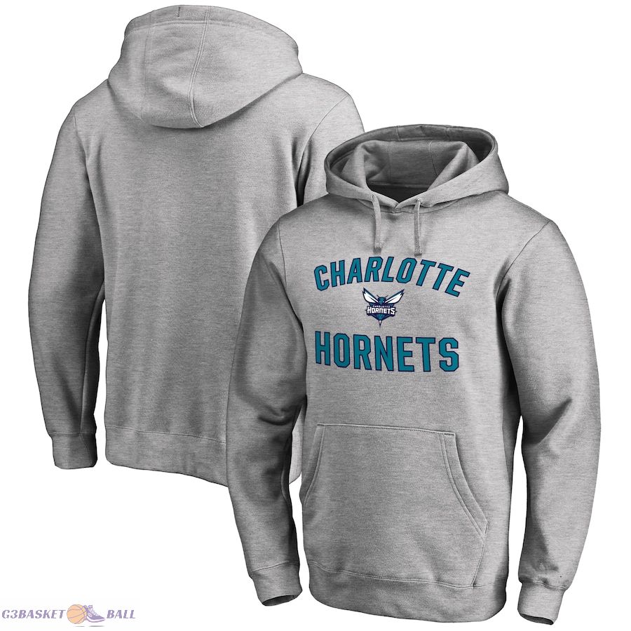 Men's Charlotte Hornets Ash Victory Arch Pullover Hoodie