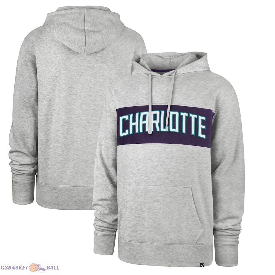 Men's Charlotte Hornets '47 Gray 2021/22 City Edition Wordmark Chest Pass Pullover Hoodie