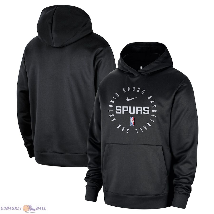 Men's San Antonio Spurs Nike Black 2024/25 Spotlight On-Court Practice Performance Pullover Hoodie