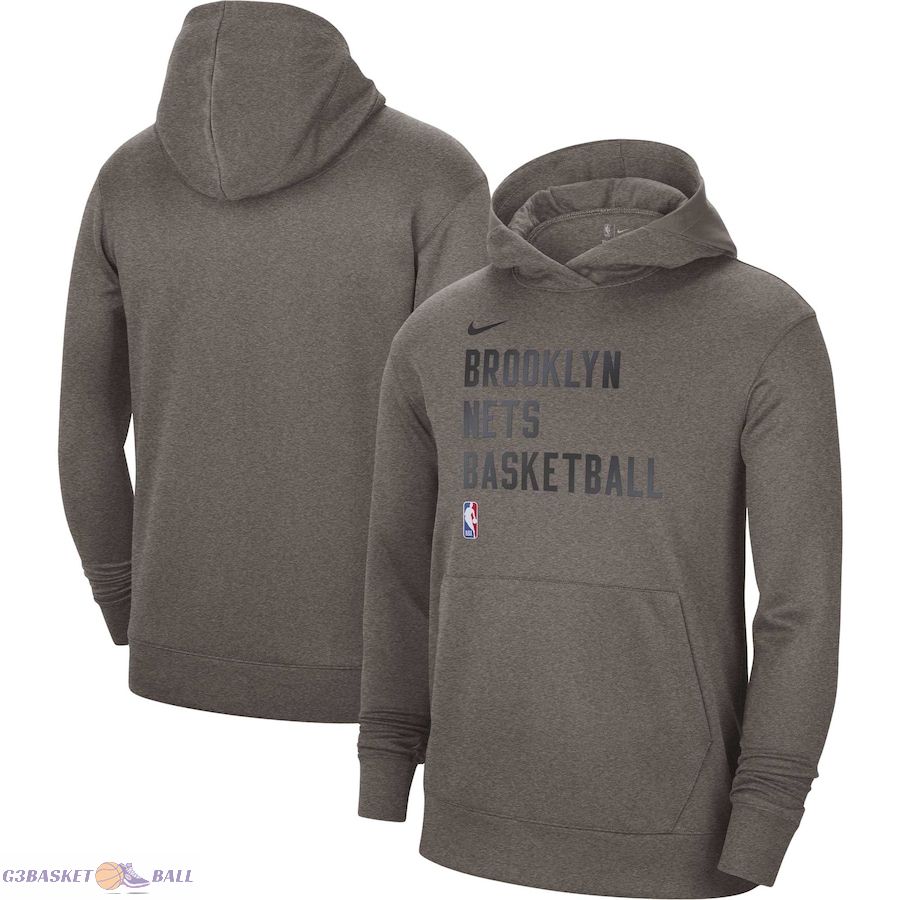 Unisex Brooklyn Nets Nike Heather Gray 2023/24 Performance Spotlight On-Court Practice Pullover Hoodie