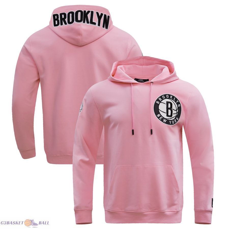 Men's Brooklyn Nets Pro Standard Pink Classic Chenille DK Pullover Hoodie