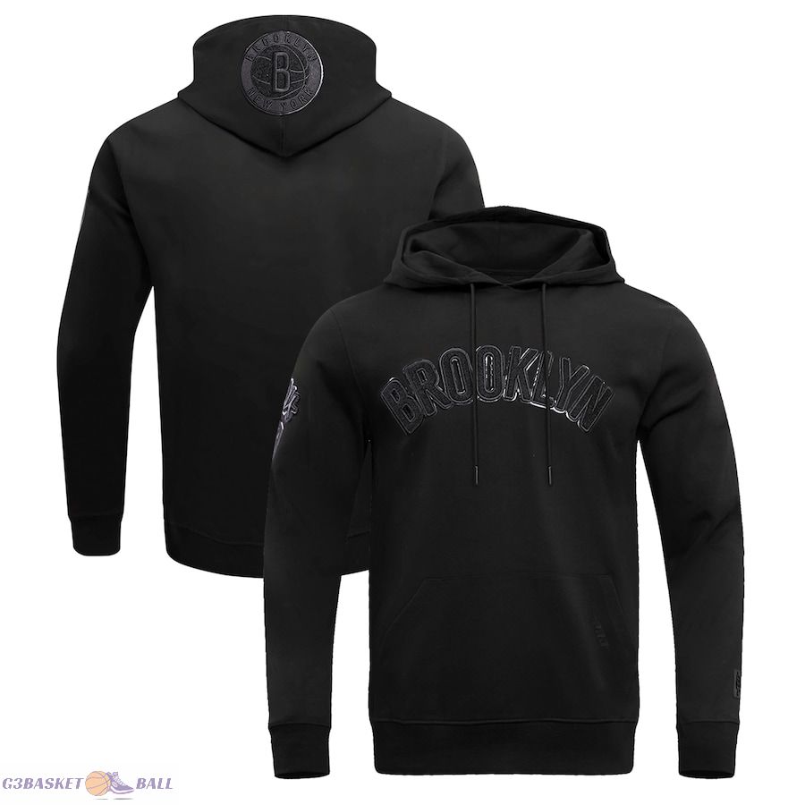 Men's Brooklyn Nets Pro Standard Black Triple Black Logo Pullover Hoodie