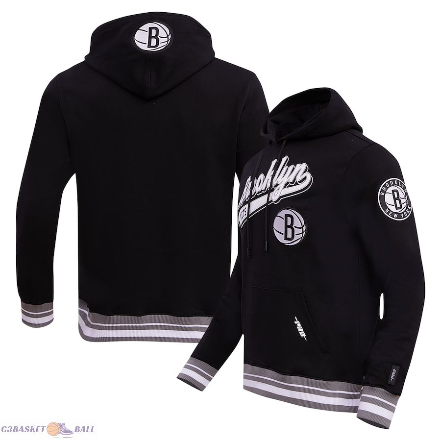 Men's Brooklyn Nets Pro Standard Black Script Tail Pullover Hoodie