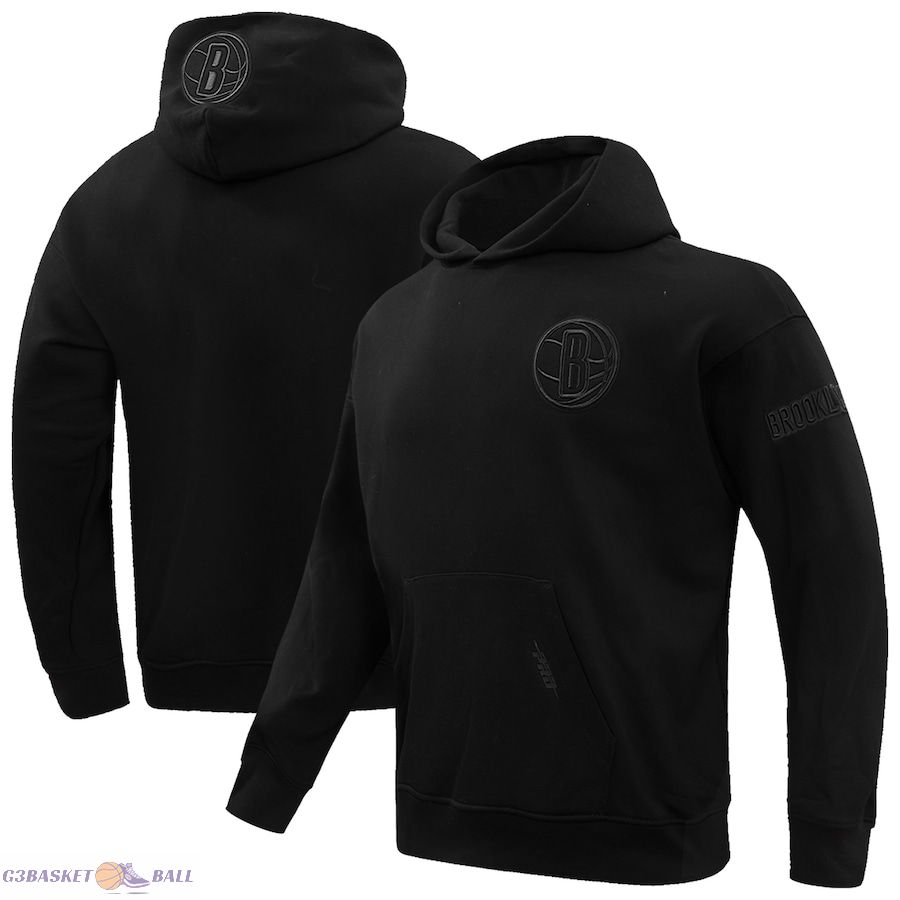 Men's Brooklyn Nets Pro Standard Black Neutral Dropped Shoulder Fleece Pullover Hoodie