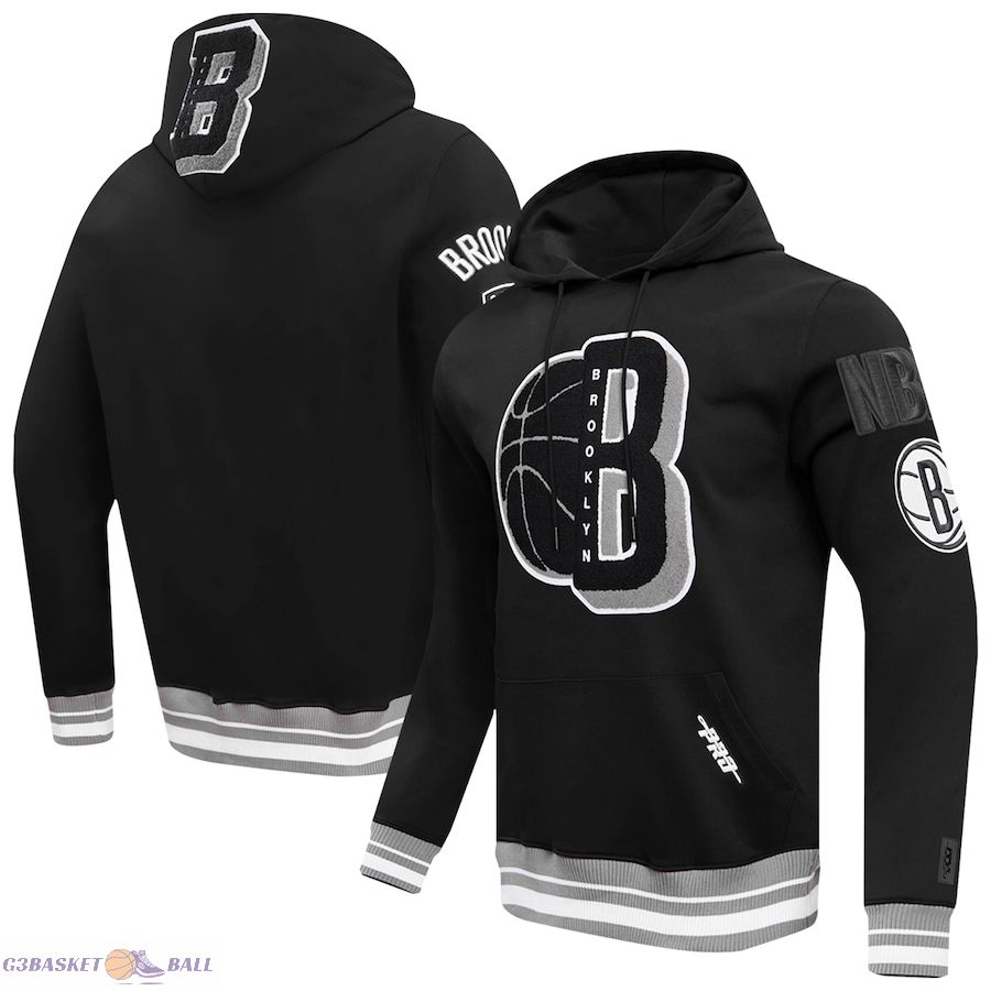 Men's Brooklyn Nets Pro Standard Black Mash Up Fleece Pullover Hoodie