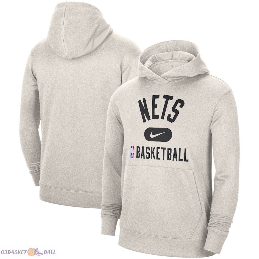 Men's Brooklyn Nets Nike White 2021-2022 Spotlight On Court Performance Practice Pullover Hoodie