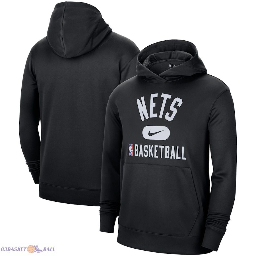 Men's Brooklyn Nets Nike Black 2021-2022 Spotlight On Court Performance Practice Pullover Hoodie