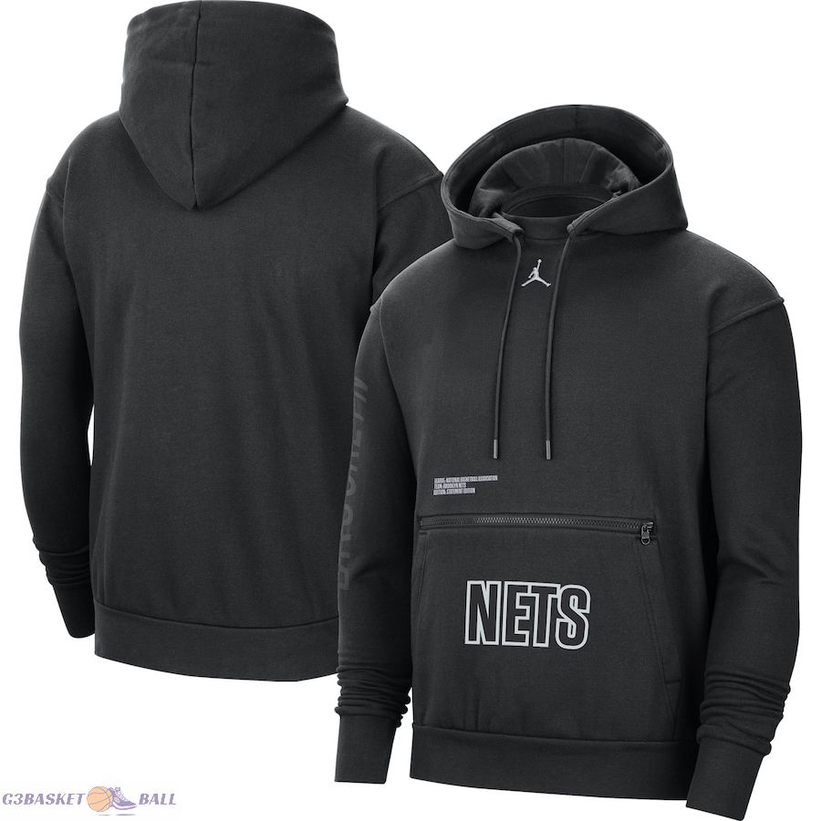 Men's Brooklyn Nets Jordan Brand Black Courtside Statement Edition Pullover Hoodie