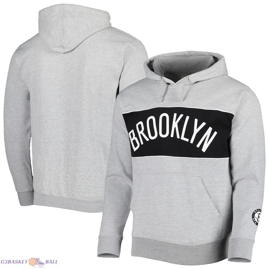 Men's Brooklyn Nets Fanatics Heather Gray Wordmark French Terry Pullover Hoodie