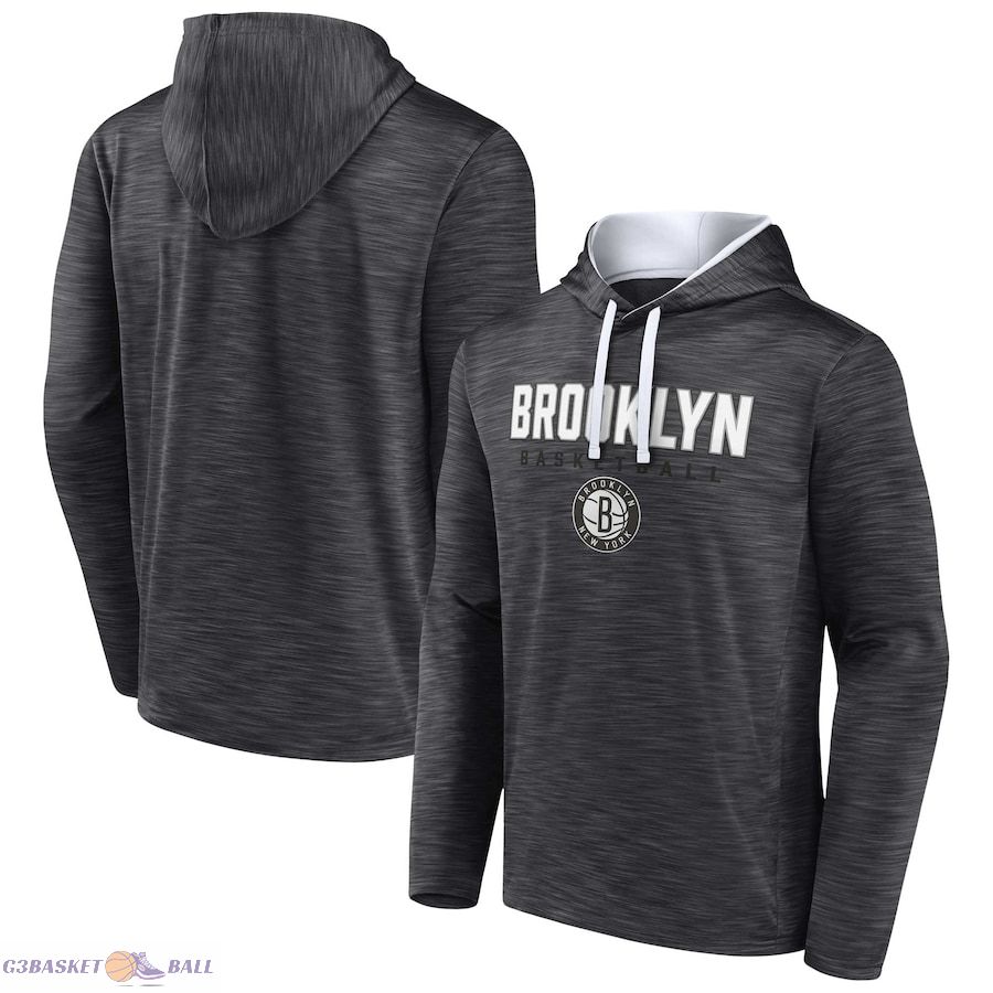 Men's Brooklyn Nets Fanatics Heather Charcoal Fast Break Pullover Hoodie