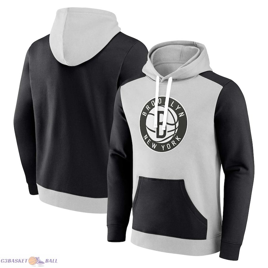 Men's Brooklyn Nets Fanatics Gray/Black Arctic Colorblock Pullover Hoodie