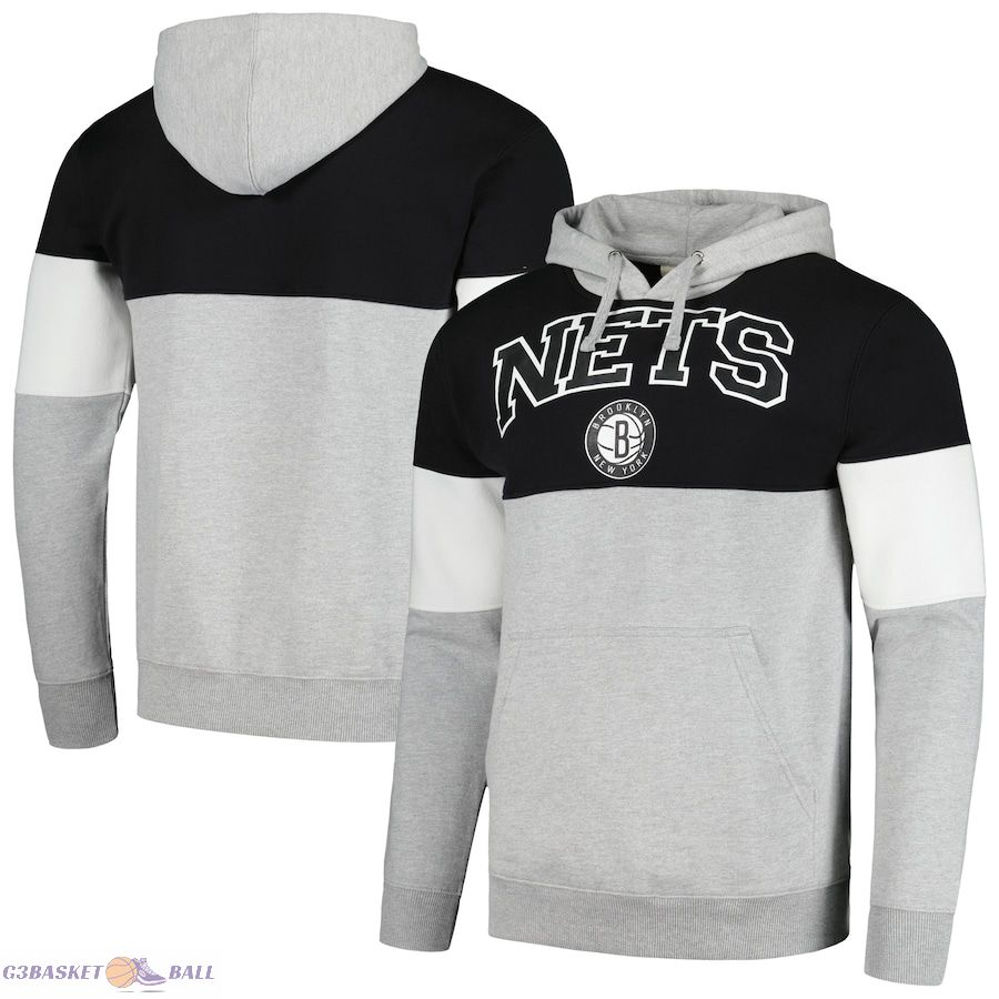 Men's Brooklyn Nets Fanatics Black Contrast Pieced Pullover Hoodie