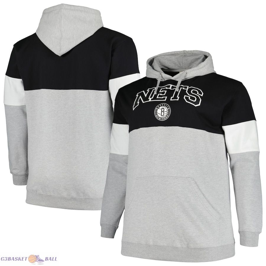 Men's Brooklyn Nets Fanatics Black/White Big & Tall Pullover Hoodie