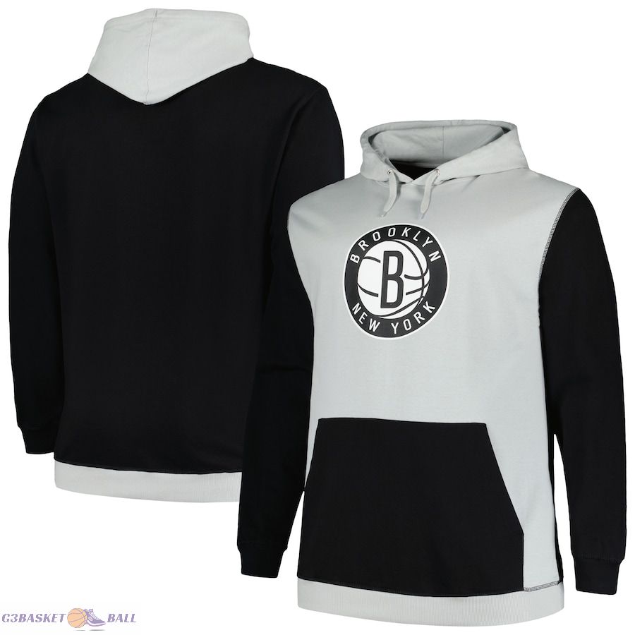 Men's Brooklyn Nets Fanatics Black/Silver Big & Tall Primary Arctic Pullover Hoodie