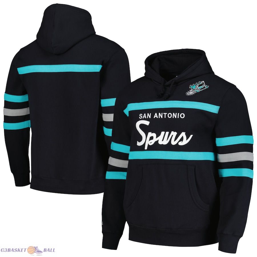 Men's San Antonio Spurs Mitchell & Ness Black Head Coach Pullover Hoodie