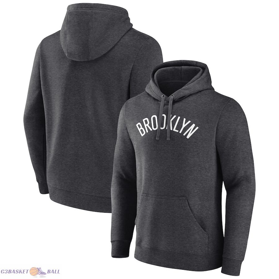 Men's Brooklyn Nets Charcoal Wordmark Alternate Pullover Hoodie