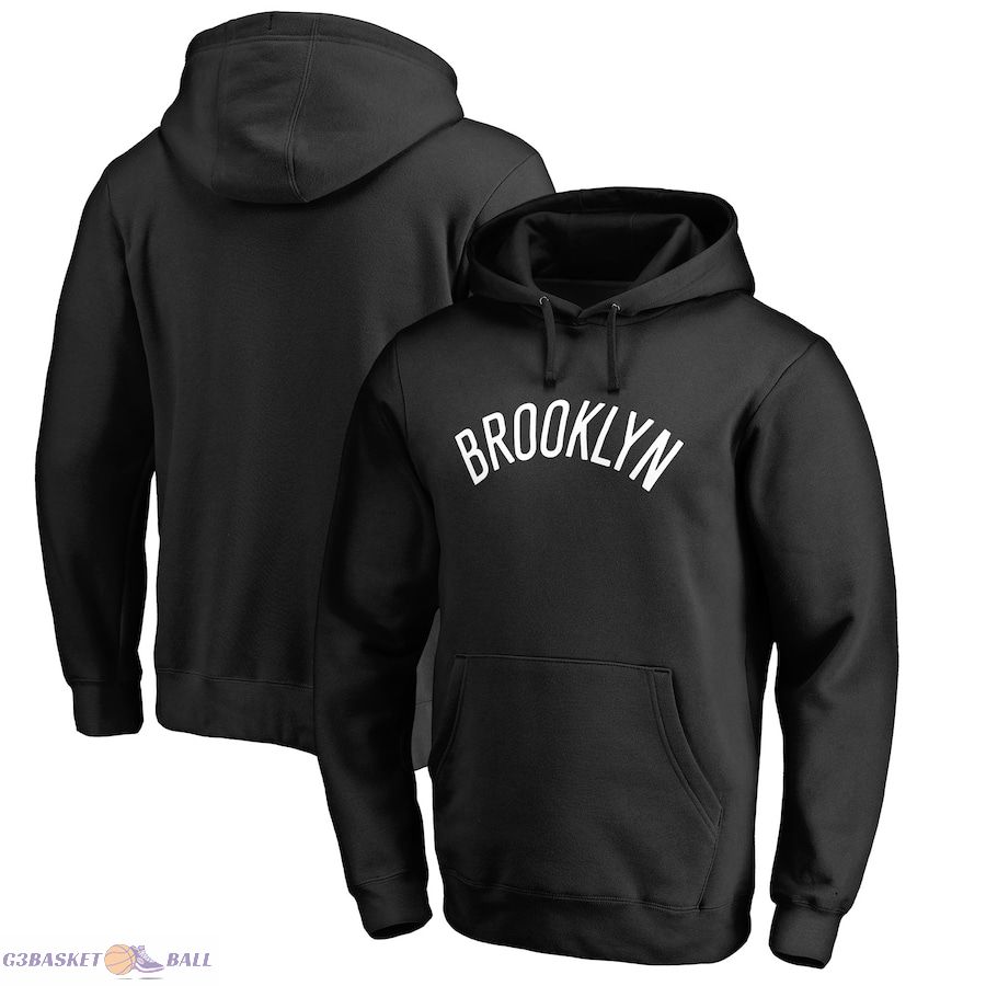 Men's Brooklyn Nets Black Wordmark Pullover Hoodie