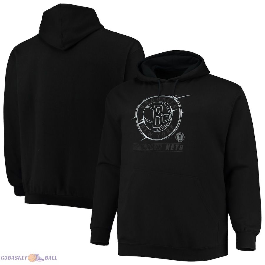 Men's Brooklyn Nets Black Big & Tall Pop Pullover Hoodie